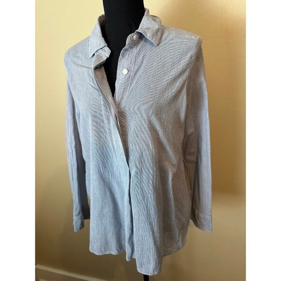 ELIZABETH and JAMES Women’s Casual Button Down Shirt BLOUSE Long Sleeve Medium - Picture 2 of 6